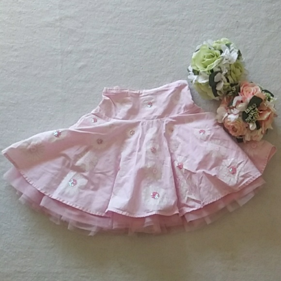 The Children's Place Other - Pink daisy sequin circle skirt adjustable waist